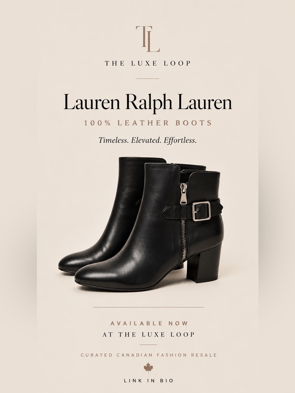 Lauren Ralph Lauren Black Leather Ankle Boots